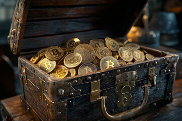 Pirate chest full of bitcoins