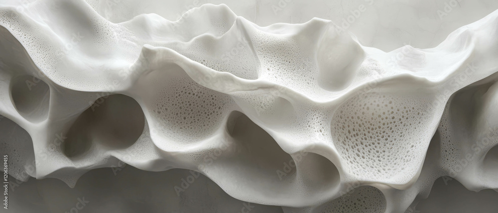 Poster exploring the intricate textures of fine porcelain showcasing its unique white structure