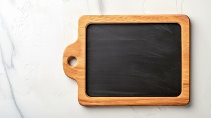Obraz premium A sleek blackboard framed in wood, perfect for showcasing ideas or branding in a clean, minimalist style.