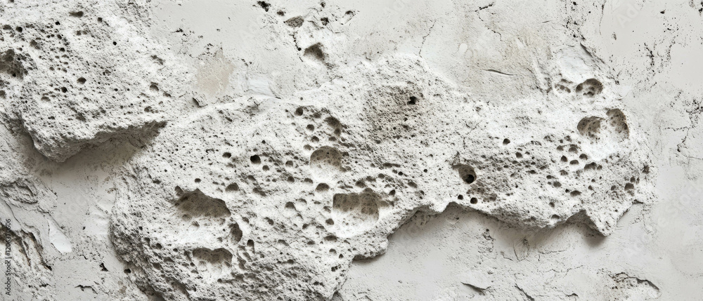 Poster exploring the unique characteristics of pumice stone with porous texture in light gray color