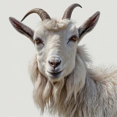 A watercolor-style painting of a goat, softly textured, with a white background.