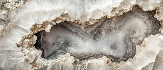 Fototapeta premium Exploring the intricate textures of quartz geodes with crystalline interiors and rough exteriors