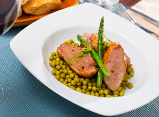 Duck breast with vegetables. Healthy dinner