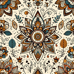 A floral and geometric pattern background