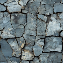 Natural stone arrangement with rugged textures and earthy gray tones in a seamless pattern