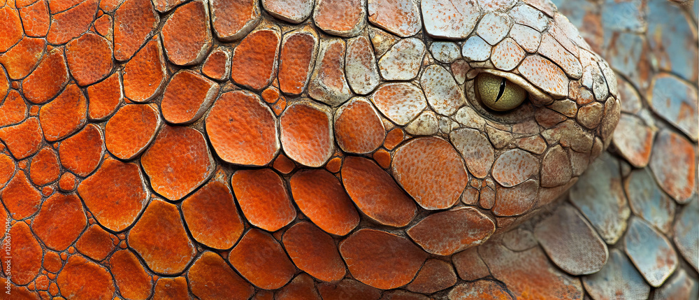 Poster unique scaly patterns of reptile skin with vibrant colors and intricate textures