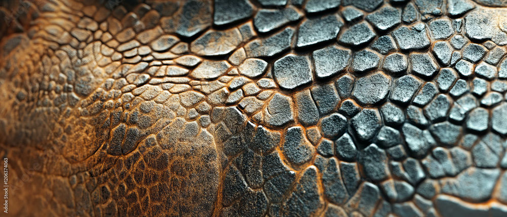 Poster exploration of intricate reptile skin texture and vibrant scaly patterns
