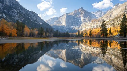 Obraz premium Autumn Reflections in a Mountain Lake