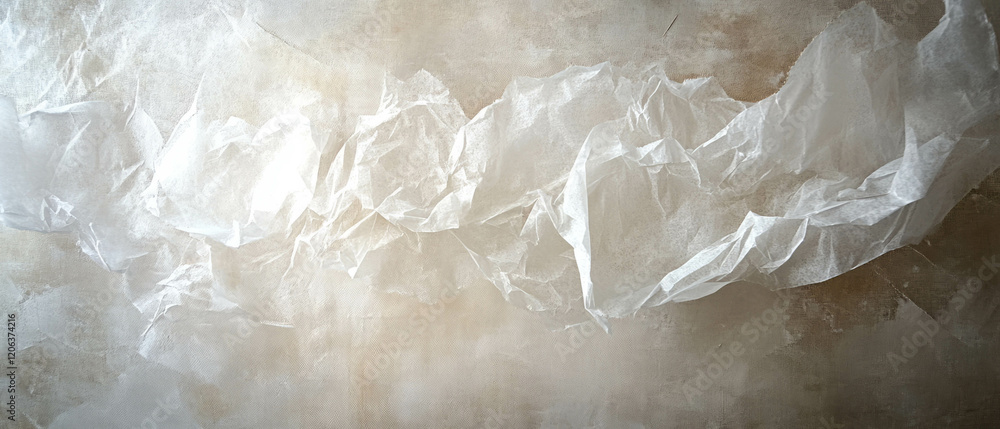 Poster delicate rice paper texture with translucent quality creating a soft, ethereal look