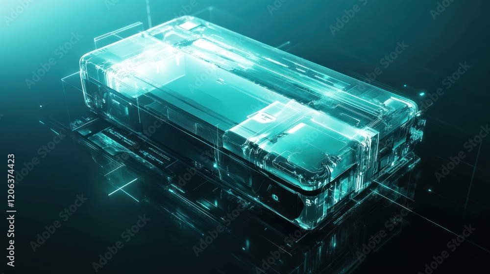 Poster Abstract Futuristic Transparent Technology Block