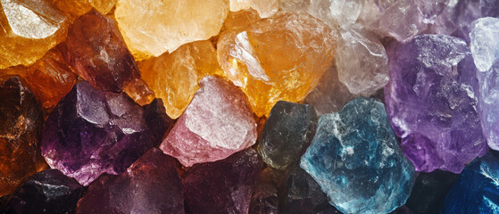 Obraz premium Rough gemstones showcasing diverse colors and unique textures