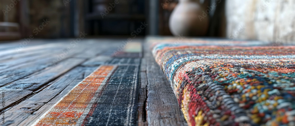 Poster runner rug showcasing intricate patterns and textures in a stylish interior setting