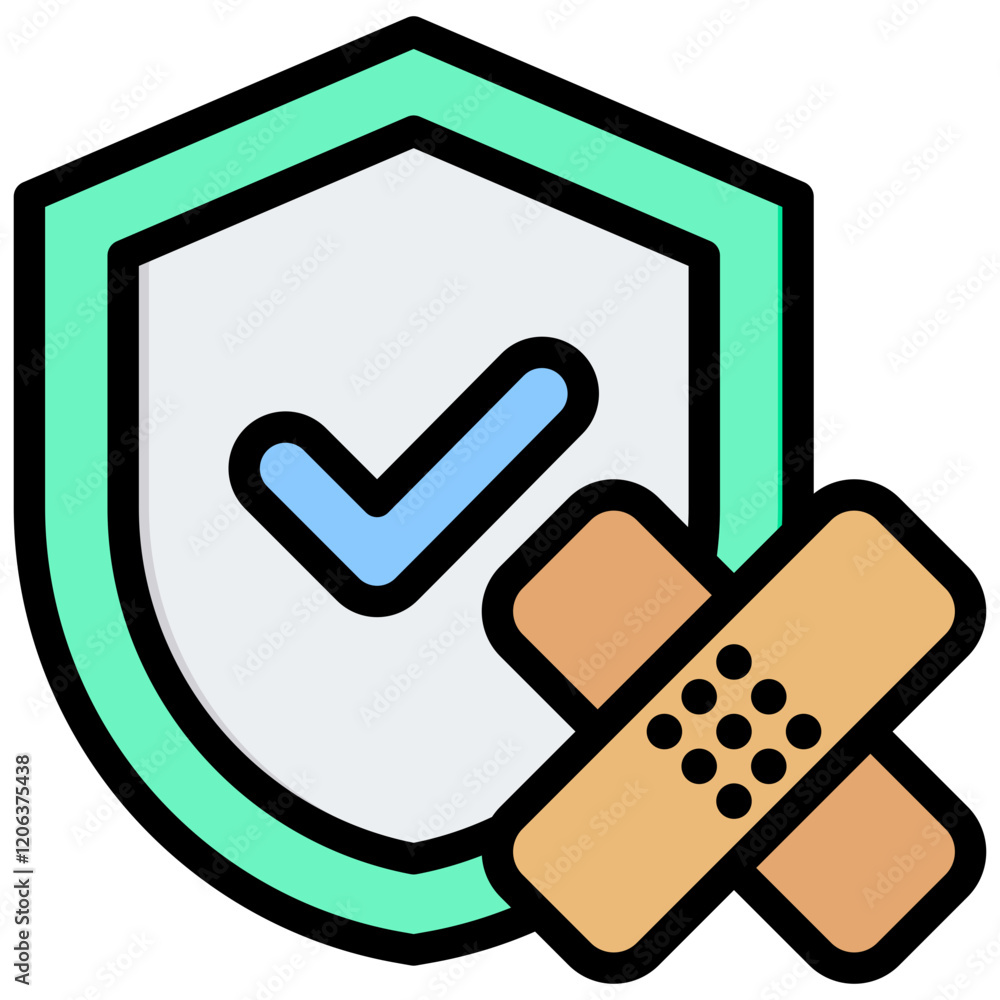 Poster security patch outline color icon