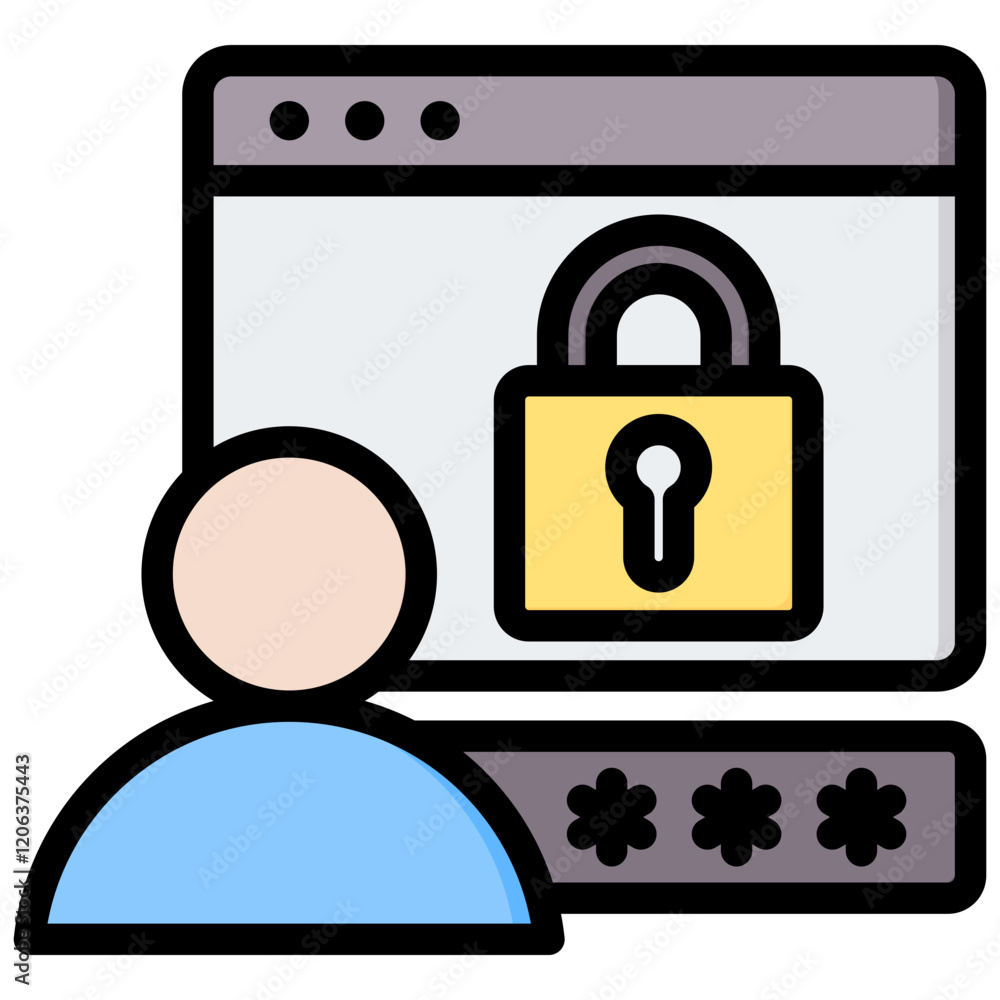 Aufkleber Authorization Code Outline Color Icon