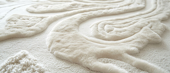 Sculpted rug with intricate carved patterns and varied pile heights for modern decor