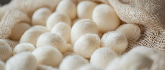 Exploring the intricate textures of silk cocoons alongside rough natural fibers