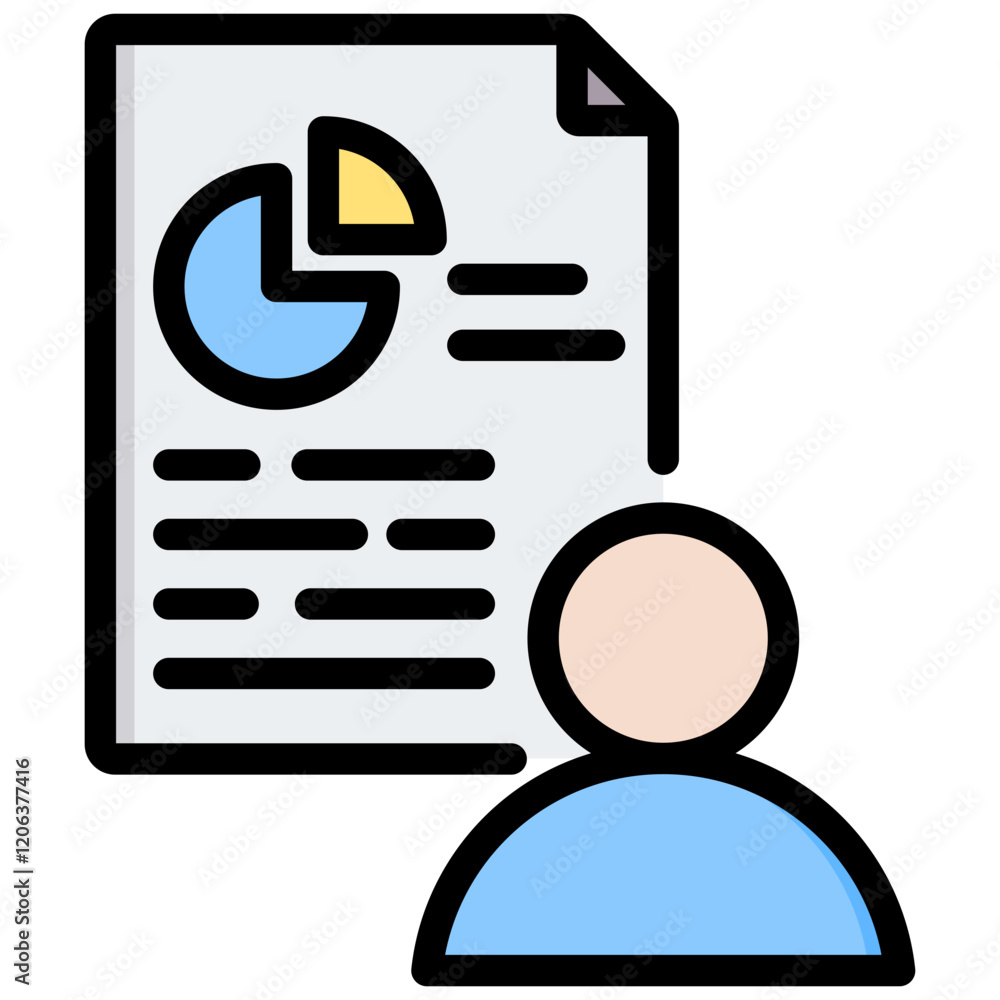 Poster user analytics outline color icon