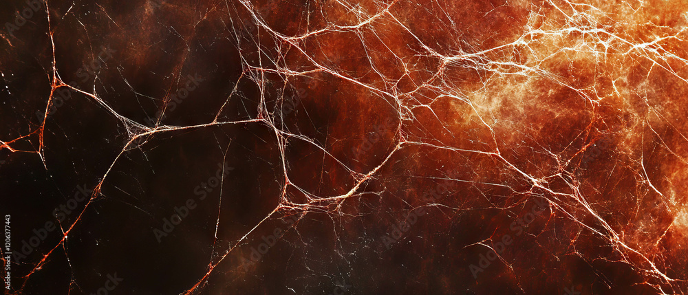 Poster exploration of delicate spiderweb texture revealing intricate threads and sticky surfaces
