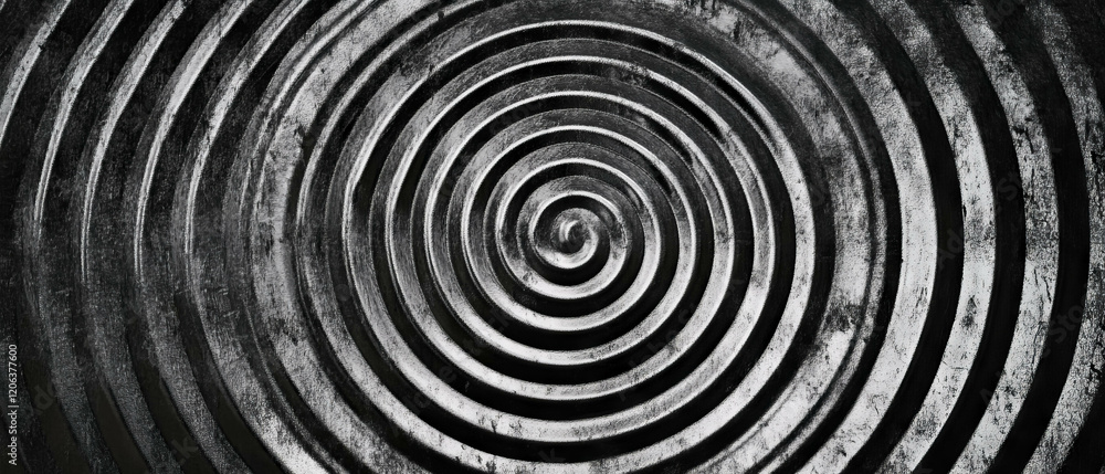 Poster spiral patterns create hypnotic visuals with rotating effects in black and white