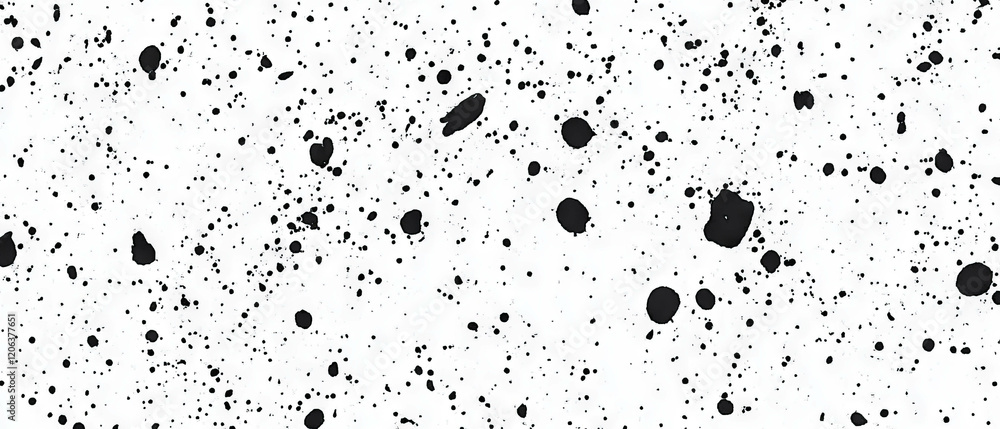 Poster unique black ink splatter patterns create an abstract texture on a white background