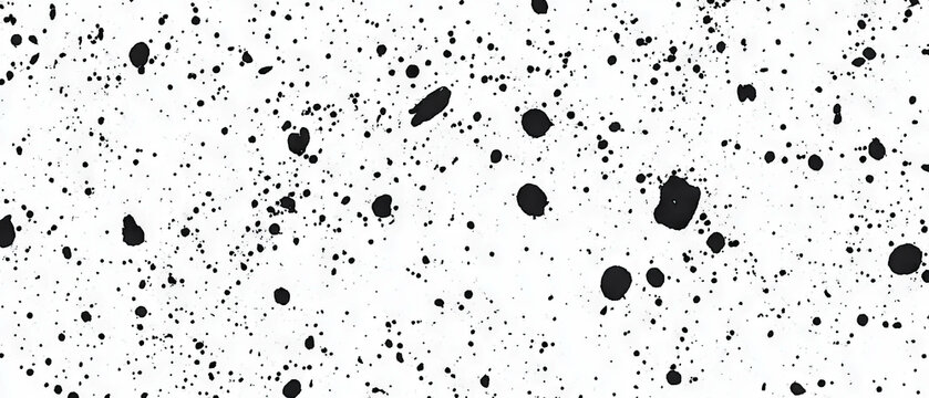 Unique black ink splatter patterns create an abstract texture on a white background