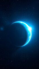 Fototapeta premium blue planet in space, cinematic, with white tones