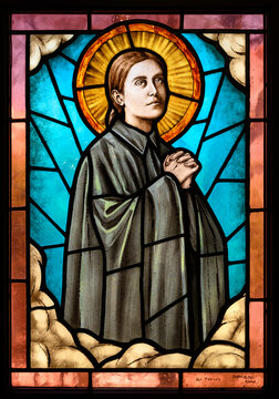 Saint Gemma Galgani. A stained-glass window in the Oasis of Peace community chapel in Medjugorje, BiH.