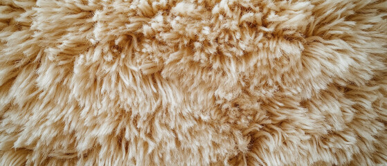 Thick shag carpet with long, soft fibers in a warm beige color enhances cozy interiors