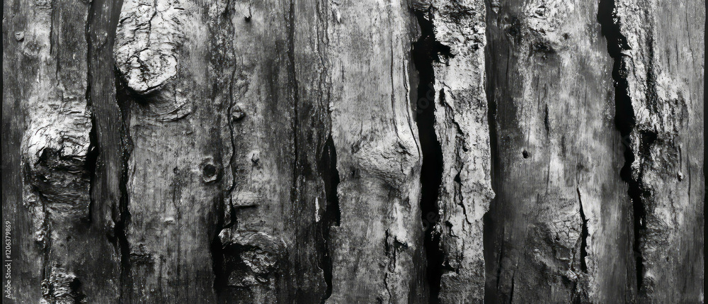 Poster exploring the intricate textures of tree bark through detailed rubbings and patterns