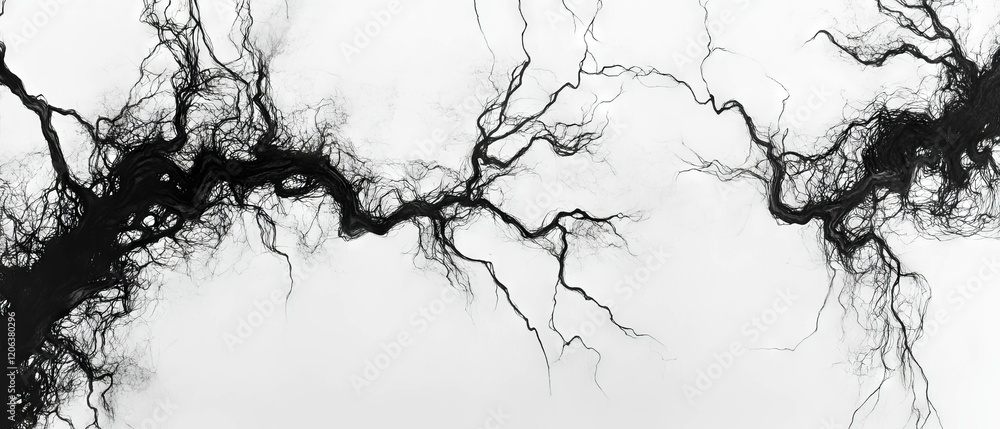 Poster veined ink patterns with branching lines showcasing varied thicknesses and textures