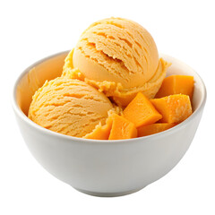 A ball of natural mango ice cream in bowl