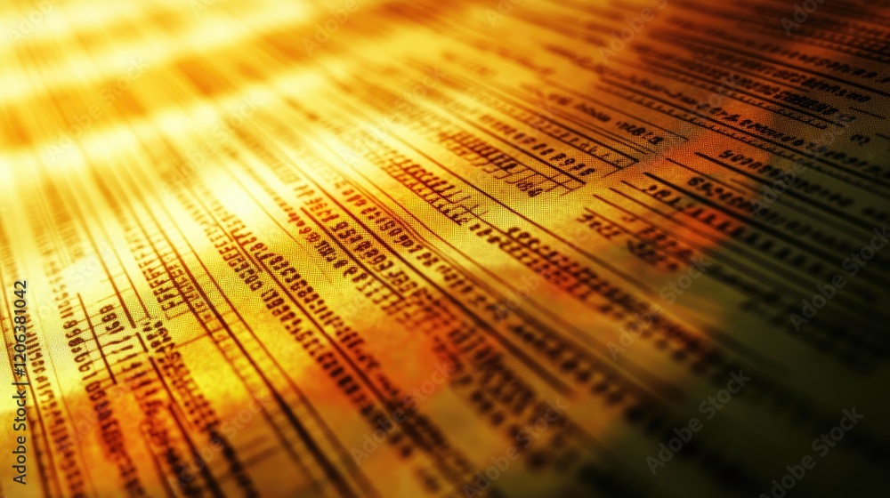 Poster abstract stock market data showing financial numbers