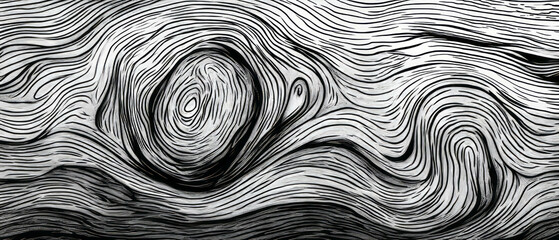 Expressive wood grain texture illustrated with intricate scribbles and varied lines