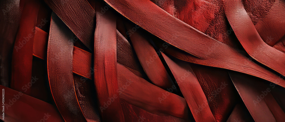 Poster intricate woven ribbons create a textured surface with rich colors and patterns