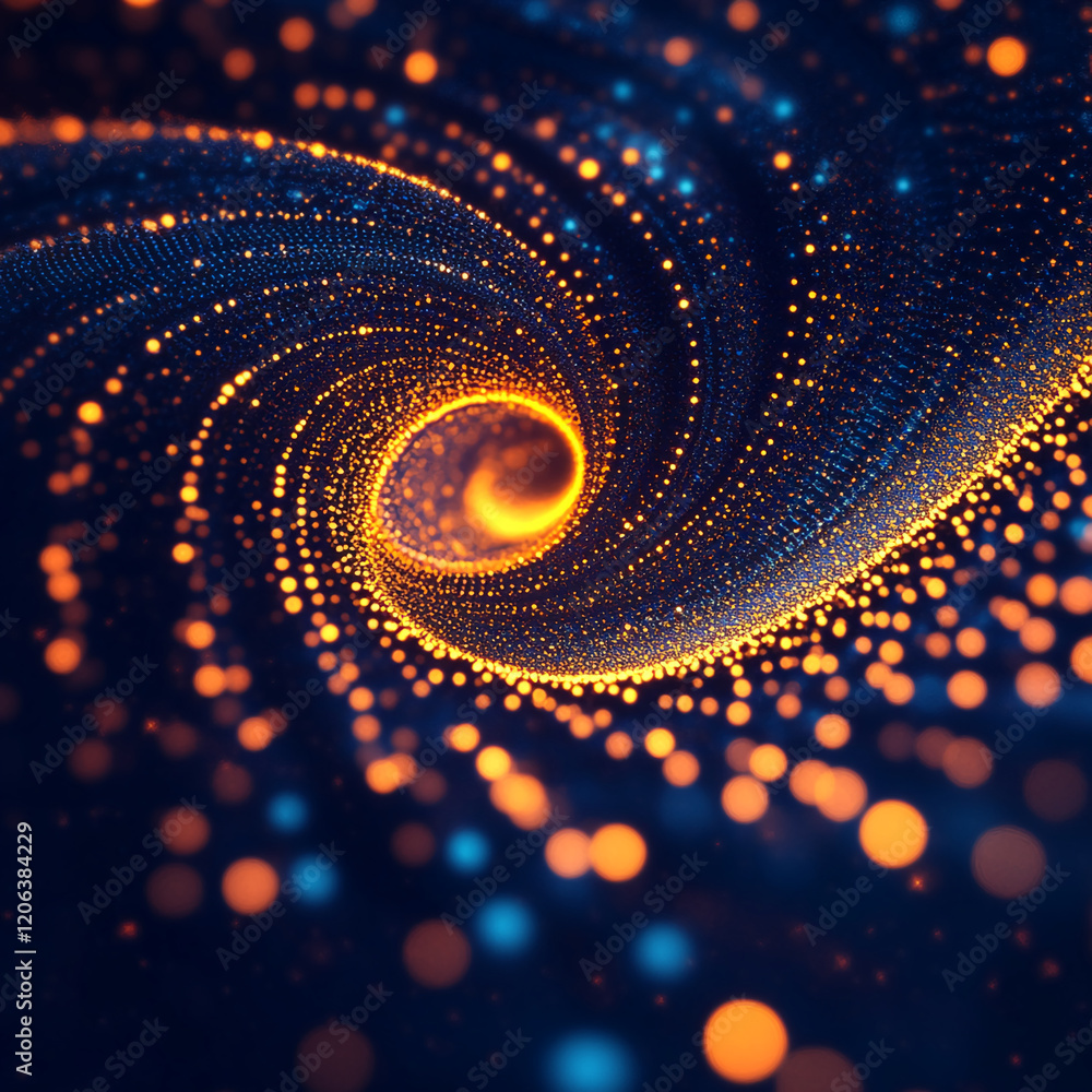 Poster Swirling vortex of glowing particles creates a mesmerizing abstract visual in deep space
