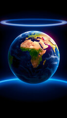 Fototapeta premium earth world planet isolated on black background, Colored gel lighting, with white tones