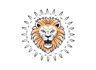Lion Head Illustration – Bold Tribal Style Logo Design