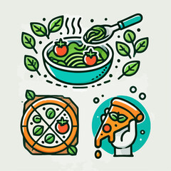 icon of food, logo, food,  illustration of food store, vector of food, pizza, food store, 