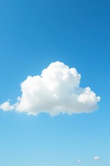 White fluffy cloud against blue sky with a few wisps of vapor, natural, serene, gentle