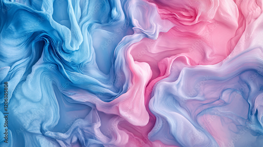 Poster Soft swirls of pink and blue create a calming abstract design in a serene backdrop