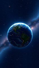 Fototapeta premium The Earth in the Cosmic Sky,created with tecnology, 8k unreal engine photorealism, with white tones