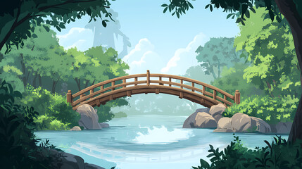 rustic spanning wide bridge