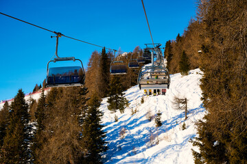 Ski resort Madonna di Campiglio.Panoramic landscape in the winter time of the Dolomite Alps in...