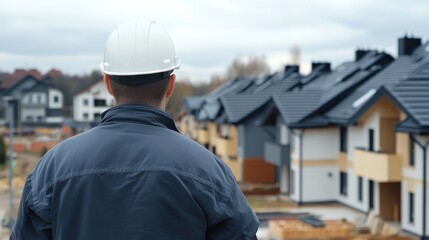 Construction Worker Surveys New Residential Development