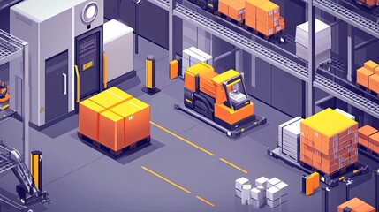 Obraz premium Automated Warehouse Robotic Package Handling System