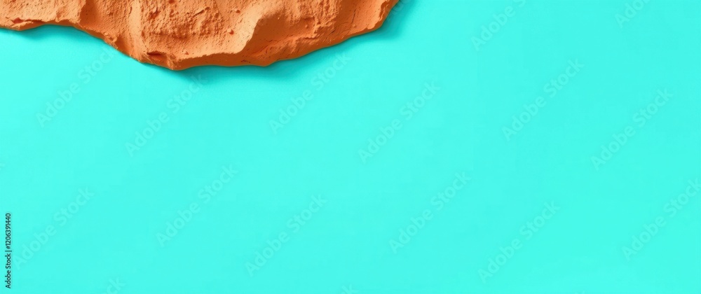 Poster textured orange clay on a vibrant teal background. perfect for design projects needing a unique, abs