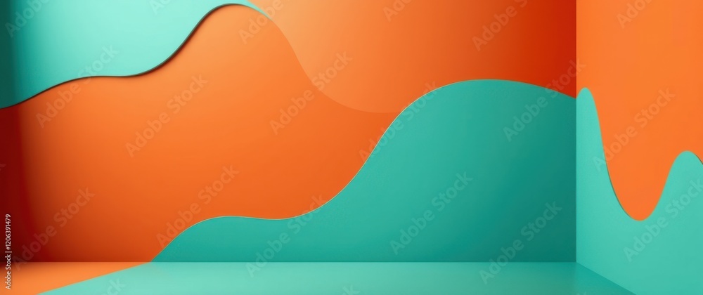 Poster abstract background with teal and orange wave patterns. perfect for modern designs and presentations