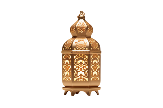 Decorative lantern with glowing candle and a plate of dates on a table overlooking a cityscape at sunset. Ramadan and Islamic fasting traditions. Design for posters, invitations, and greeting cards