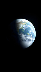 Fototapeta premium earth world planet isolated on black background, dramatic atmosphere, with white tones