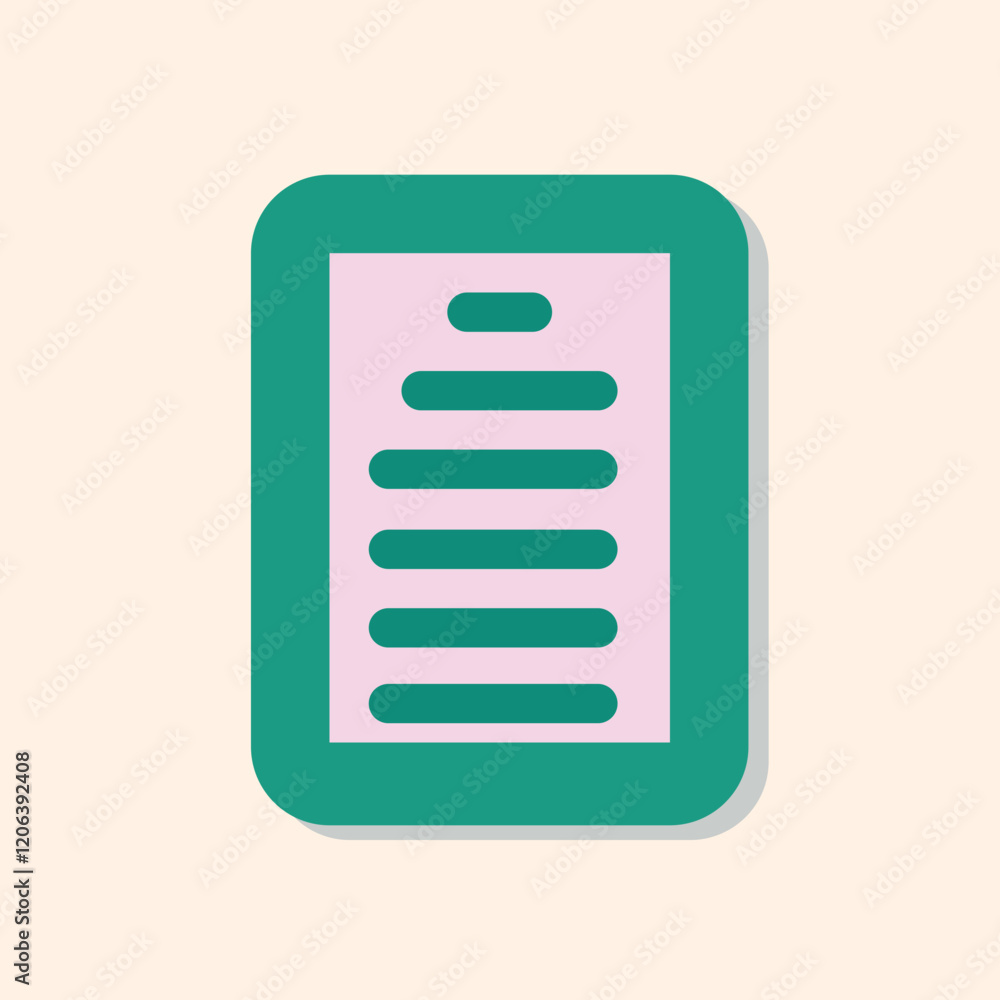 Poster document icon with lines and rounded corners for application or website use